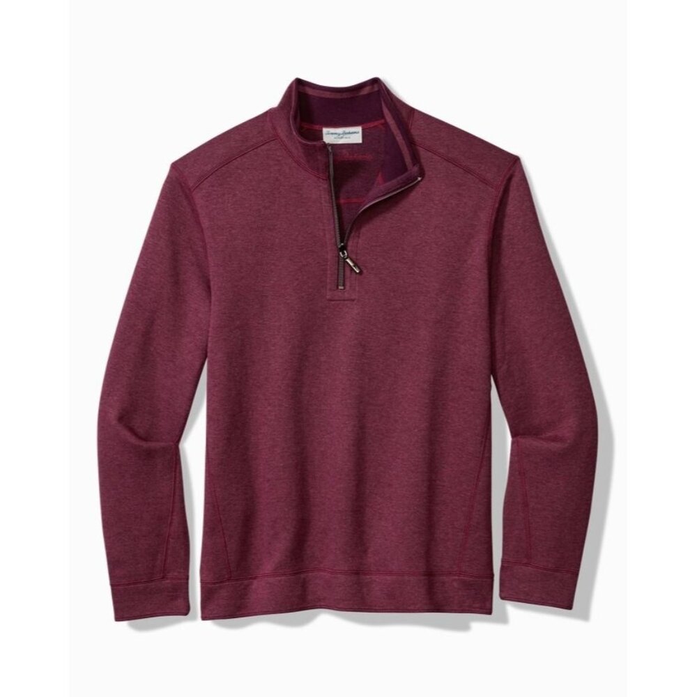 Tommy Bahama Mens XXL Pullover Reversible 1/2 Zip Pinot Noir